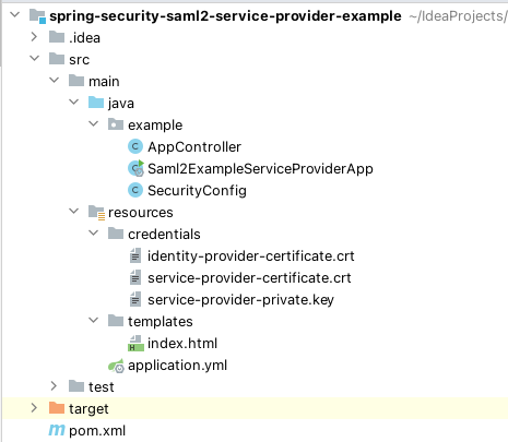 saml2 spring security example project setup architecture