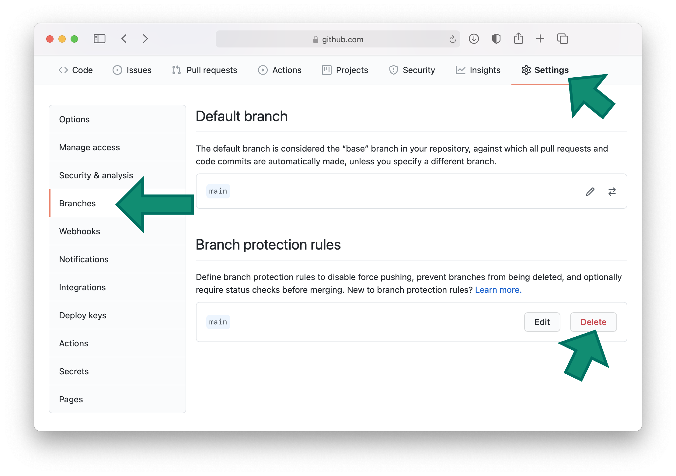 BFG Cleaner disable branch protection rules in GitHub