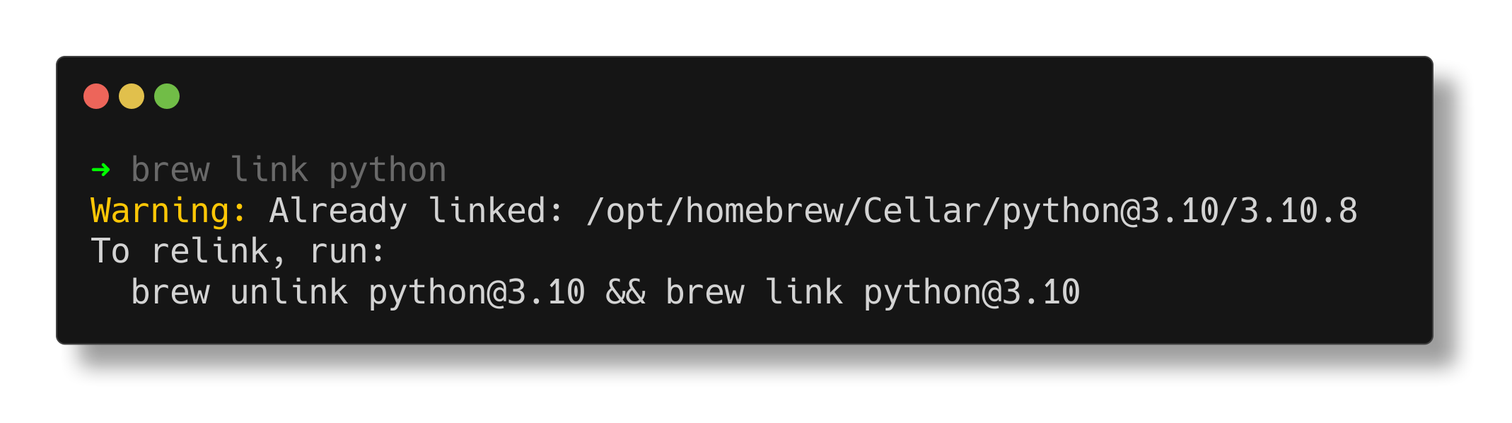 Homebrew - Brew Link Python path (homebrew python not found)